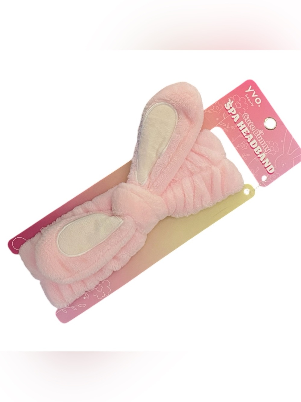 YVO Beauty Cute Bunny Plush Spa Headband Pink Hair Band Skincare Makeup NWT